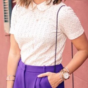 J.Crew eyelet lace peter pan collar shirt